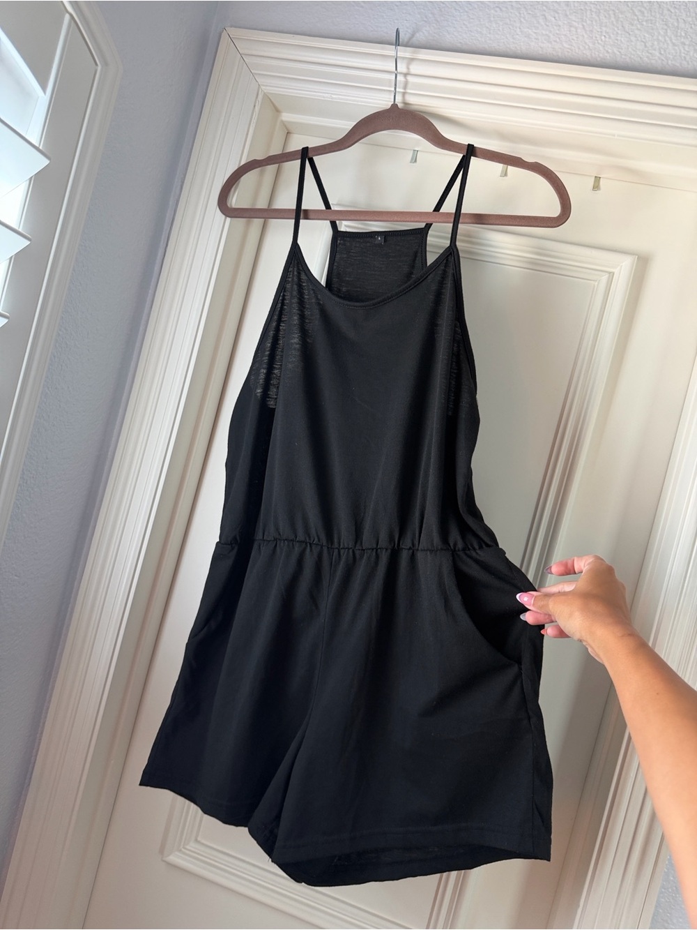 Black Romper with Spaghetti Straps